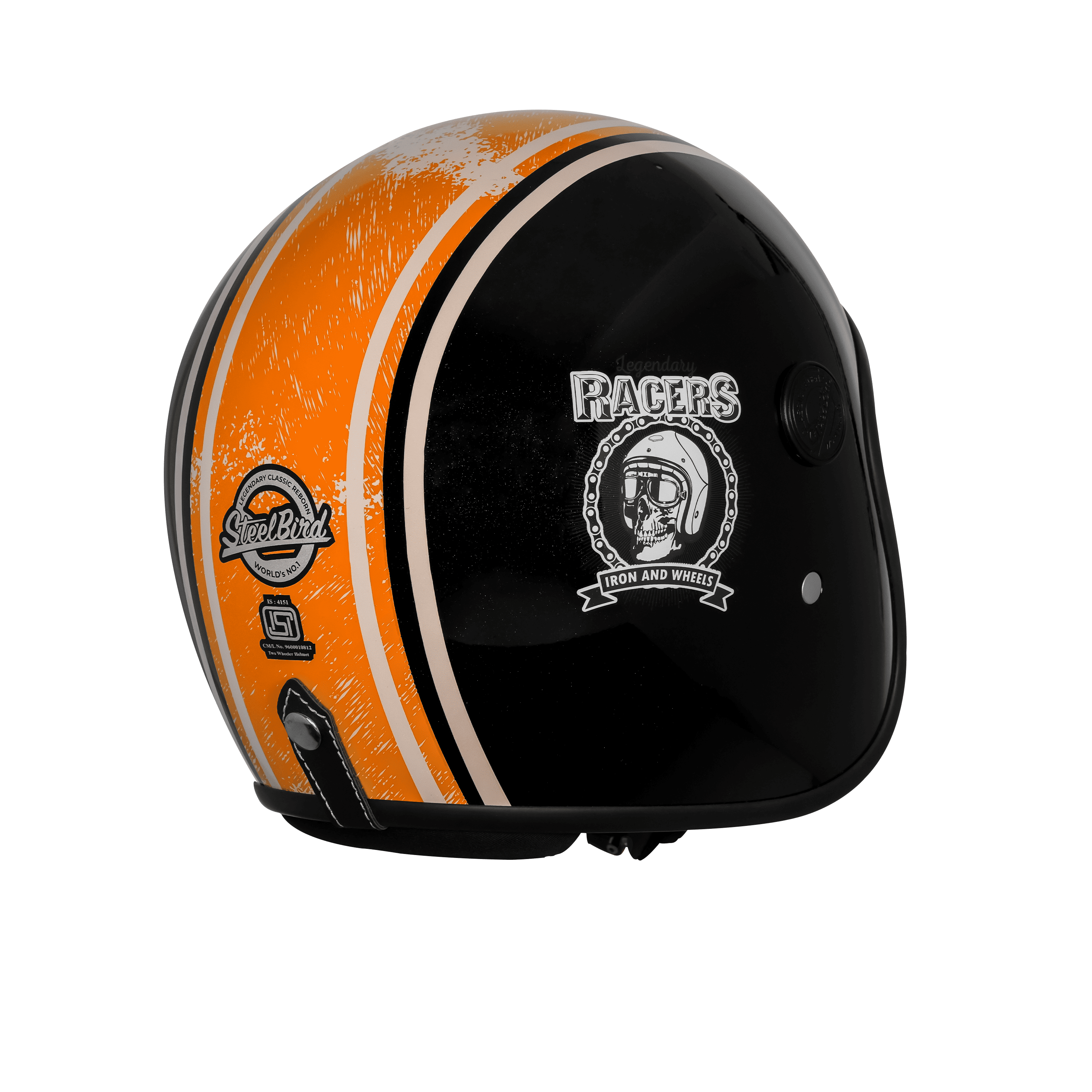 SBH-55 VINTAGE RACERS GLOSSY BLACK WITH ORANGE